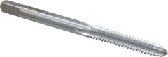 Made in USA - #10-24 UNC 4 Flute Chrome Finish High Speed Steel Straight Flute Standard Hand Tap - Plug, Right Hand Thread, 2-3/8" OAL, 7/8" Thread Length, H2 Limit, Oversize - Exact Industrial Supply