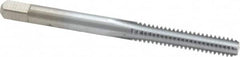 Made in USA - #10-24 UNC 4 Flute Chrome Finish High Speed Steel Straight Flute Standard Hand Tap - Bottoming, Right Hand Thread, 2-3/8" OAL, 7/8" Thread Length, H2 Limit, Oversize - Exact Industrial Supply