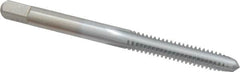 Made in USA - #10-24 UNC 2B/3B 4 Flute Chrome Finish High Speed Steel Straight Flute Standard Hand Tap - Plug, Right Hand Thread, 2-3/8" OAL, 7/8" Thread Length, H3 Limit, Oversize - Exact Industrial Supply