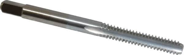 Made in USA - #10-24 UNC 2B/3B 3 Flute Chrome Finish High Speed Steel Straight Flute Standard Hand Tap - Bottoming, Right Hand Thread, 2-3/8" OAL, 7/8" Thread Length, H3 Limit, Oversize - Exact Industrial Supply