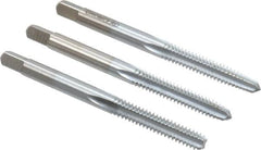 Made in USA - #10-24 UNC, 4 Flute, Bottoming, Plug & Taper, Chrome Finish, High Speed Steel Tap Set - Right Hand Cut, 2-3/8" OAL, 7/8" Thread Length, 2B/3B Class of Fit - Benchmark Tooling