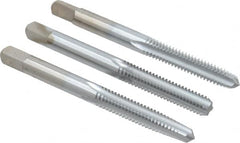 Made in USA - #12-24 UNC, 4 Flute, Bottoming, Plug & Taper, Chrome Finish, High Speed Steel Tap Set - Right Hand Cut, 2-3/8" OAL, 15/16" Thread Length, 2B/3B Class of Fit - Benchmark Tooling