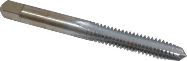 Made in USA - 1/4-20 UNC 4 Flute Chrome Finish High Speed Steel Straight Flute Standard Hand Tap - Plug, Right Hand Thread, 2-1/2" OAL, 1" Thread Length, H2 Limit, Oversize - Exact Industrial Supply