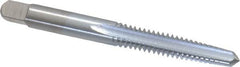 Made in USA - 1/4-20 UNC 4 Flute Chrome Finish High Speed Steel Straight Flute Standard Hand Tap - Taper, Right Hand Thread, 2-1/2" OAL, 1" Thread Length, H2 Limit, Oversize - Exact Industrial Supply