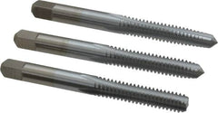 Made in USA - 1/4-20 UNC, 4 Flute, Bottoming, Plug & Taper, Chrome Finish, High Speed Steel Tap Set - Right Hand Cut, 2-1/2" OAL, 1" Thread Length, 2B/3B Class of Fit - Benchmark Tooling