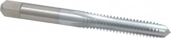 Made in USA - 1/4-20 UNC 3B 4 Flute Chrome Finish High Speed Steel Straight Flute Standard Hand Tap - Plug, Right Hand Thread, 2-1/2" OAL, 1" Thread Length, H3 Limit, Oversize - Exact Industrial Supply