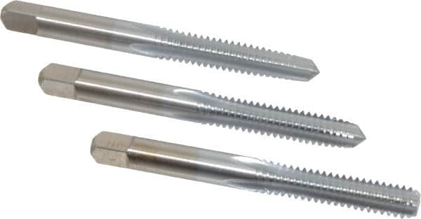 Made in USA - 1/4-20 UNC, 4 Flute, Bottoming, Plug & Taper, Chrome Finish, High Speed Steel Tap Set - Right Hand Cut, 2-1/2" OAL, 1" Thread Length, 2B/3B Class of Fit - Benchmark Tooling