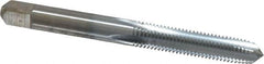 Made in USA - 1/4-28 UNF 3B 4 Flute Chrome Finish High Speed Steel Straight Flute Standard Hand Tap - Plug, Right Hand Thread, 2-1/2" OAL, 1" Thread Length, H3 Limit, Oversize - Exact Industrial Supply