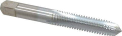 Made in USA - 3/8-16 UNC 3B 4 Flute Chrome Finish High Speed Steel Straight Flute Standard Hand Tap - Plug, Right Hand Thread, 2-15/16" OAL, 1-1/4" Thread Length, H3 Limit, Oversize - Exact Industrial Supply