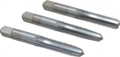 Made in USA - 3/8-16 UNC, 4 Flute, Bottoming, Plug & Taper, Chrome Finish, High Speed Steel Tap Set - Right Hand Cut, 2-15/16" OAL, 1-1/4" Thread Length, 2B/3B Class of Fit - Benchmark Tooling