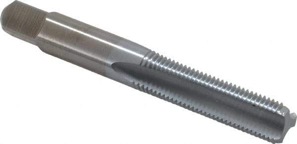 Made in USA - 3/8-24 UNF 3B 3 Flute Chrome Finish High Speed Steel Straight Flute Standard Hand Tap - Bottoming, Right Hand Thread, 2-15/16" OAL, 1-1/4" Thread Length, H3 Limit, Oversize - Exact Industrial Supply