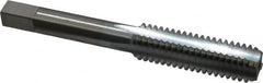 Made in USA - 7/16-14 UNC 4 Flute Chrome Finish High Speed Steel Straight Flute Standard Hand Tap - Bottoming, Right Hand Thread, 3-5/32" OAL, 1-7/16" Thread Length, H3 Limit, Oversize - Exact Industrial Supply