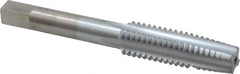 Made in USA - 7/16-14 UNC 4 Flute Chrome Finish High Speed Steel Straight Flute Standard Hand Tap - Taper, Right Hand Thread, 3-5/32" OAL, 1-7/16" Thread Length, H3 Limit, Oversize - Exact Industrial Supply
