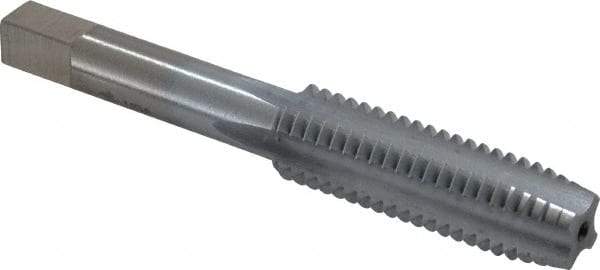 Made in USA - 1/2-13 UNC 3B 4 Flute Chrome Finish High Speed Steel Straight Flute Standard Hand Tap - Plug, Right Hand Thread, 3-3/8" OAL, 1-21/32" Thread Length, H3 Limit, Oversize - Exact Industrial Supply