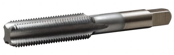 Made in USA - 1/4-28 UNF 4 Flute Chrome Finish High Speed Steel Straight Flute Standard Hand Tap - Bottoming, Right Hand Thread, 2-1/2" OAL, 1" Thread Length, H2 Limit, Oversize - Exact Industrial Supply