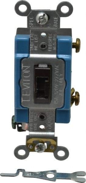 Leviton - 1 Pole, 120 to 277 VAC, 15 Amp, Industrial Grade, Toggle, Wall and Dimmer Light Switch - 1.31 Inch Wide x 4.06 Inch High - Benchmark Tooling