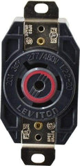 Leviton - 277/480 VAC, 20 Amp, L22-20R NEMA, Self Grounding Receptacle - 4 Poles, 5 Wire, Female End, Black - Benchmark Tooling