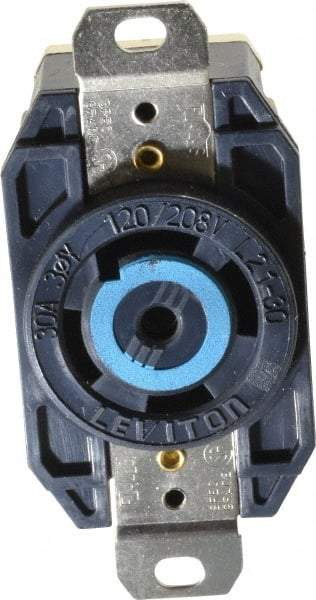 Leviton - 120/208 VAC, 30 Amp, L21-30R NEMA, Self Grounding Receptacle - 4 Poles, 5 Wire, Female End, Black - Benchmark Tooling