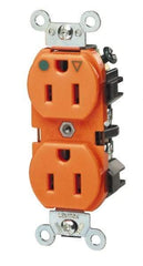 Leviton - 125 VAC, 20 Amp, 5-20R NEMA Configuration, Orange, Hospital Grade, Self Grounding Duplex Receptacle - 1 Phase, 2 Poles, 3 Wire, Flush Mount, Impact Resistant - Benchmark Tooling