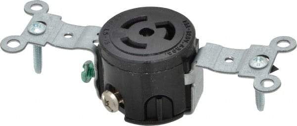 Leviton - 125 VAC, 15 Amp, L5-15R NEMA, Self Grounding Receptacle - 2 Poles, 3 Wire, Female End, Black - Benchmark Tooling