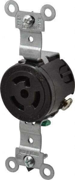 Leviton - 277 VAC, 15 Amp, L7-15R NEMA, Self Grounding Receptacle - 2 Poles, 3 Wire, Female End, Black - Benchmark Tooling