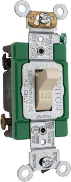 Leviton - 2 Pole, 120 to 277 VAC, 30 Amp, Industrial Grade, Toggle, Wall and Dimmer Light Switch - 1.31 Inch Wide x 4.06 Inch High - Benchmark Tooling