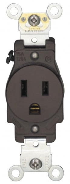 Hubbell Wiring Device-Kellems - 125/250 VAC, 30 Amp, 14-30R NEMA Configuration, Brown, Industrial Grade, Self Grounding Single Receptacle - 1 Phase, 3 Poles, 4 Wire, Flush Mount - Benchmark Tooling