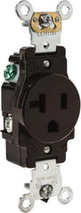 Leviton - 125 VAC, 20 Amp, 5-20R NEMA Configuration, Brown, Industrial Grade, Self Grounding Single Receptacle - 1 Phase, 2 Poles, 3 Wire, Flush Mount, Impact Resistant - Benchmark Tooling