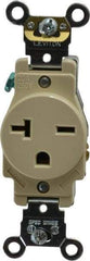 Leviton - 250 VAC, 20 Amp, 6-20R NEMA Configuration, Ivory, Industrial Grade, Self Grounding Single Receptacle - 1 Phase, 2 Poles, 3 Wire, Flush Mount, Impact and Tamper Resistant - Benchmark Tooling