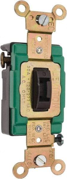 Leviton - 3 Pole, 120 to 277 VAC, 30 Amp, Industrial Grade, Toggle, Wall and Dimmer Light Switch - 1.31 Inch Wide x 4.06 Inch High - Benchmark Tooling