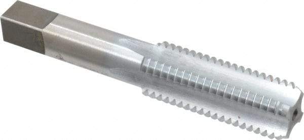 Made in USA - 3/4-10 UNC 4 Flute Chrome Finish High Speed Steel Straight Flute Standard Hand Tap - Bottoming, Right Hand Thread, 4-1/4" OAL, 2" Thread Length, H3 Limit, Oversize - Exact Industrial Supply