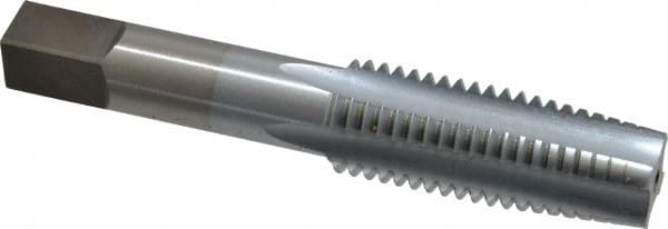 Made in USA - 3/4-10 UNC 4 Flute Chrome Finish High Speed Steel Straight Flute Standard Hand Tap - Taper, Right Hand Thread, 4-1/4" OAL, 2" Thread Length, H3 Limit, Oversize - Exact Industrial Supply