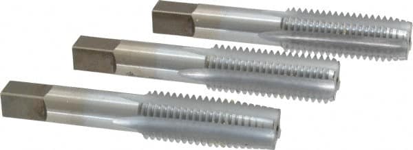 Made in USA - 3/4-10 UNC, 4 Flute, Bottoming, Plug & Taper, Chrome Finish, High Speed Steel Tap Set - Right Hand Cut, 4-1/4" OAL, 2" Thread Length, 2B/3B Class of Fit - Benchmark Tooling