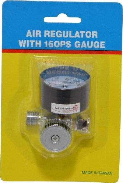 PRO-SOURCE - 1/4 NPT Port, Zinc Dial Air Regulator - 10 to 120 psi Range, 120 Max psi Supply Pressure, 1/4" Gauge Port Thread, 1.97" Wide x 1.97" High - Benchmark Tooling