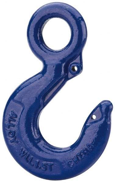 Value Collection - 10,000 Lb Capacity, Alloy Steel Eye Hook - 1-1/2" Hook Throat, 5.78" Reach, 1.56" Eye ID, 7.97" OAL, Plain Finish - Benchmark Tooling