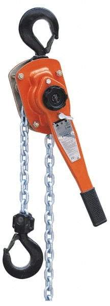 Value Collection - 6,000 Lb Lifting Capacity, 5' Lift Height, Lever Hoist - Made from Chain, 77 Lb Avg Pull to Lift Rated Load, 1 Chain - Benchmark Tooling