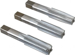 Made in USA - 7/8-9 UNC, 4 Flute, Bottoming, Plug & Taper, Chrome Finish, High Speed Steel Tap Set - Right Hand Cut, 4-11/16" OAL, 2-7/32" Thread Length, 2B/3B Class of Fit - Benchmark Tooling