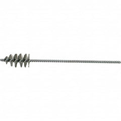 Brush Research Mfg. - 1-1/8" Diam Helical Stainless Steel Tube Brush - Single Spiral, 0.006" Filament Diam, 2-1/8" Brush Length, 10" OAL, 0.245" Diam Galvanized Steel Shank - Benchmark Tooling