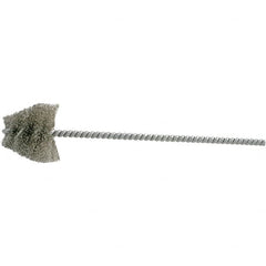 Brush Research Mfg. - 2.188" Diam Helical Stainless Steel Tube Brush - Single Spiral, 0.008" Filament Diam, 1-3/4" Brush Length, 10" OAL, 0.292" Diam Galvanized Steel Shank - Benchmark Tooling