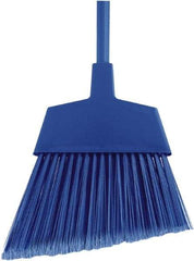 O-Cedar - 12" Wide, Blue Polypropylene Bristles, 48" Metal Handle, Angled Broom - Flagged - Benchmark Tooling