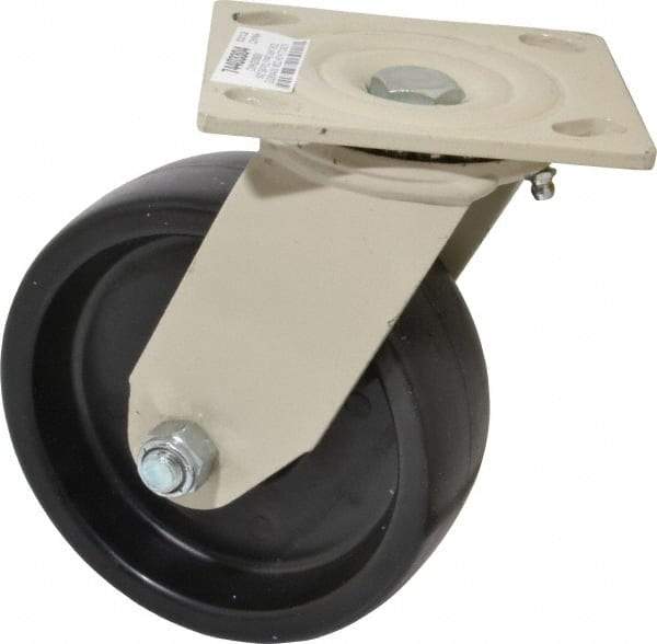 Value Collection - 6" Diam x 2" Wide x 7-1/2" OAH Top Plate Mount Swivel Caster - Polypropylene, 750 Lb Capacity, Roller Bearing, 4 x 4-1/2" Plate - Benchmark Tooling