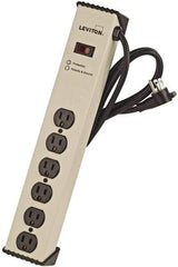 Leviton - 6 Outlets, 125 Volts, 15 Amps, 6' Cord, Power Outlet Strip - Free Hanging Mount, 5-15R NEMA Configuration, 15.73" Strip, cULus, UL Listed File 1449 - Benchmark Tooling