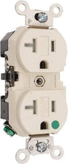 Leviton - 125 VAC, 20 Amp, 5-20R NEMA Configuration, Ivory, Hospital Grade, Self Grounding Duplex Receptacle - 1 Phase, 2 Poles, 3 Wire, Flush Mount, Tamper Resistant - Benchmark Tooling