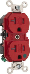 Leviton - 125 VAC, 20 Amp, 5-20R NEMA Configuration, Red, Hospital Grade, Self Grounding Duplex Receptacle - 1 Phase, 2 Poles, 3 Wire, Flush Mount, Tamper Resistant - Benchmark Tooling