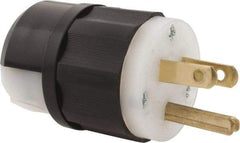 Leviton - 125 VAC, 15 Amp, 5-15P NEMA, Straight, Self Grounding, Industrial Grade Plug - 2 Pole, 3 Wire, 1 Phase, Nylon, Black, White - Benchmark Tooling