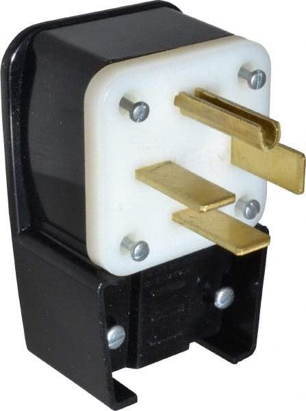 Leviton - 250 VAC, 60 Amp, 15-60P NEMA, Angled, Self Grounding, Industrial Grade Plug - 3 Pole, 4 Wire, 3 Phase, Nylon, Black - Benchmark Tooling