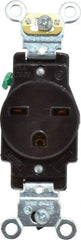 Leviton - 250 VAC, 15 Amp, 6-15R NEMA Configuration, Brown, Industrial Grade, Self Grounding Single Receptacle - 1 Phase, 2 Poles, 3 Wire, Flush Mount, Impact Resistant - Benchmark Tooling