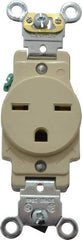 Leviton - 250 VAC, 15 Amp, 6-15R NEMA Configuration, Ivory, Industrial Grade, Self Grounding Single Receptacle - 1 Phase, 2 Poles, 3 Wire, Flush Mount, Impact Resistant - Benchmark Tooling