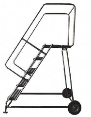 Ballymore - 83" 5 Step Ladder - Rolling Safety Ladder, 300 Lb Capacity, 50" Platform Height, 24" Base Width x 43" Depth, Solid Ribbed Tread - Benchmark Tooling