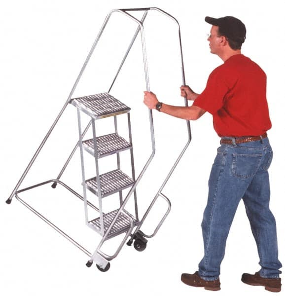 Ballymore - 58-1/2" 3 Step Ladder - 300 Lb Capacity, 28-1/2" Platform Height, 20" Base Width x 25" Depth, Heavy-Duty Serrated Grating - Benchmark Tooling